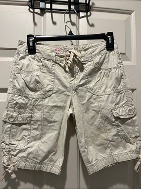 Justice Cream Cargo Bermuda Shorts with Drawstring Waist